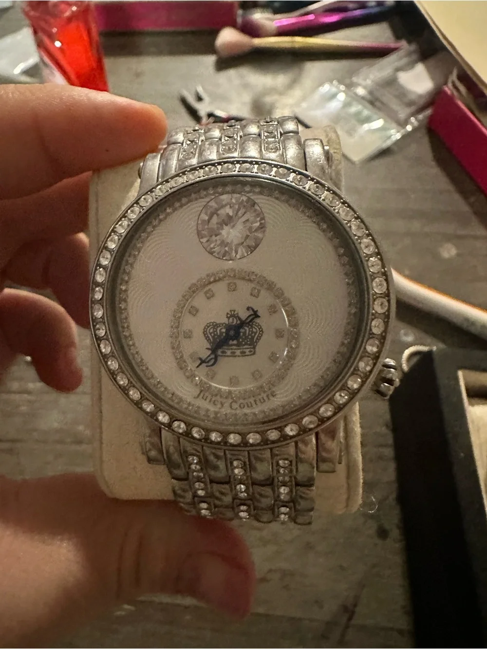 Juicy Couture Silver Crystal-Accent Women's Bracelet Watch